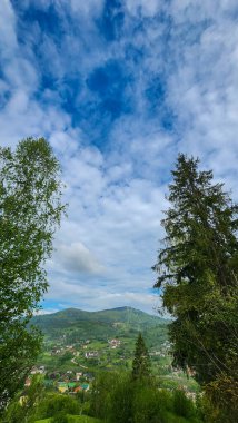 Arkasında bir dağ olan güzel bir manzara.