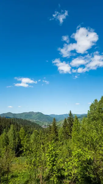 Dağların manzarası ve mavi gökyüzü