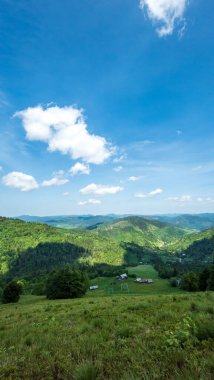Arkasında bir dağ olan güzel bir manzara.