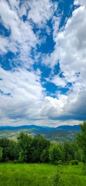 Arkasında bir dağ olan güzel bir manzara.