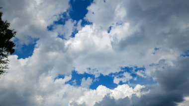 Bulutlu mavi gökyüzü.