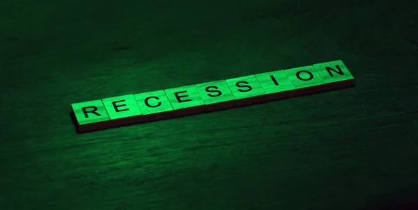 Récession 2023 Crise Mondiale Économie Mondiale Concept Entreprisetexte Mot Récession — Photo