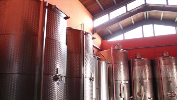 Réservoirs Métalliques Pour Fermentation Vin Fabrication — Video