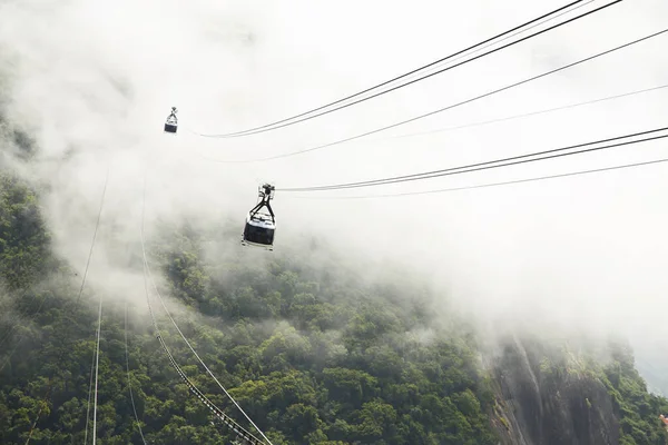 Rio de Janeiro, Brazil - February 3, 2023: Urca and Sugar Loaf Cable Car and Corcovado mountain