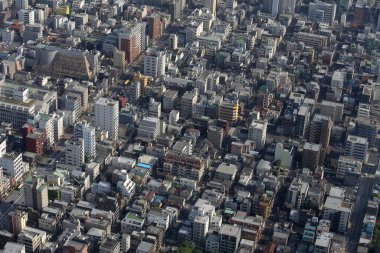 Tokyo, Japonya 'nın panoramik hava manzarası. Tokyo şehir manzarası yukarıdan. 