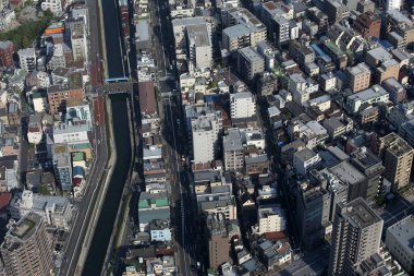 Tokyo, Japonya 'nın panoramik hava manzarası. Tokyo şehir manzarası yukarıdan. 