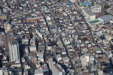 Tokyo, Japonya 'nın panoramik hava manzarası. Tokyo şehir manzarası yukarıdan. 