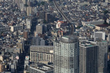 Tokyo, Japonya 'nın panoramik hava manzarası. Tokyo şehir manzarası yukarıdan. 