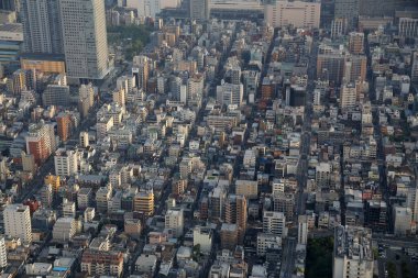 Tokyo, Japonya 'nın panoramik hava manzarası. Tokyo şehir manzarası yukarıdan. 