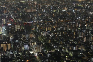 Tokyo, Japonya 'nın panoramik hava manzarası. Tokyo şehir manzarası yukarıdan. 