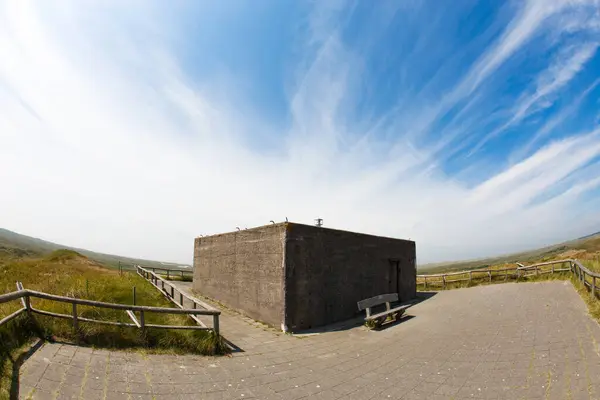 stock image German Bunker Den Hoorn in North Holland, Netherlands. Beautiful view of the dunes along the Dutch Coast