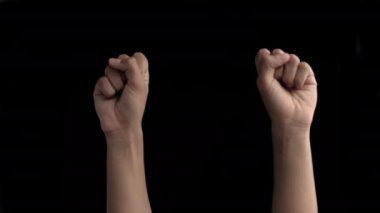 Hands coming up and showing sign language. Nothing in hands sign language in black color. 4K footage.