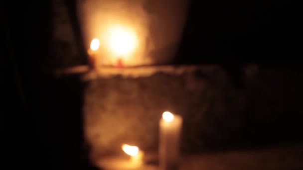 Fokus Dra Ett Ljus Mörk Miljö Film Fps Halloween — Stockvideo