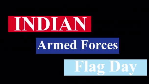 Indyjski Dzień Flagi Sił Zbrojnych Animowany Dolny Trzeci Alpha — Wideo stockowe