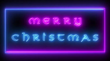 Animasyon Mutlu Noeller tabelası. neon etkisi, açık neon bir siyah arkaplan.