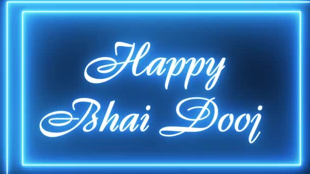 Animated Happy Bhai Dooj Sign Neon Effect Light Neon Black — Stock Video