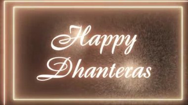 Animasyon Mutlu Dhanteras işareti. neon etkisi, açık neon siyah arkaplan.