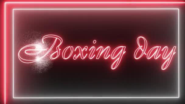 Cartel Animado Navidad Boxeo Neón Efecto Luz Neón Sobre Fondo — Vídeo de stock