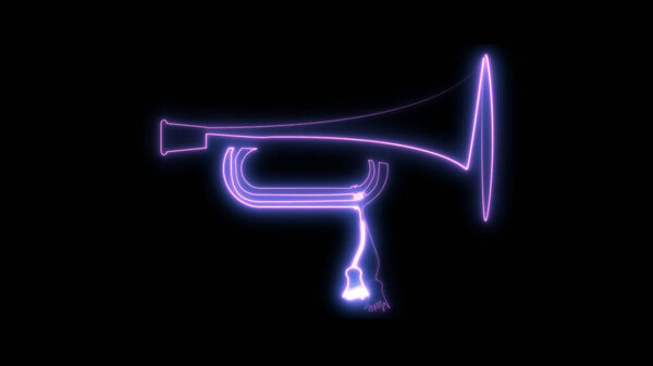 megaphone in blue neon style on black background
