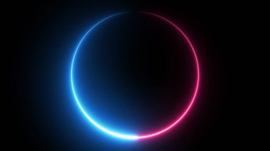 Mavi ve mor neon daireler soyut fütüristik hareket arkaplanı.
