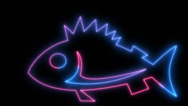 Digital Neon fish in trendy stylish colors. Futuristic technology