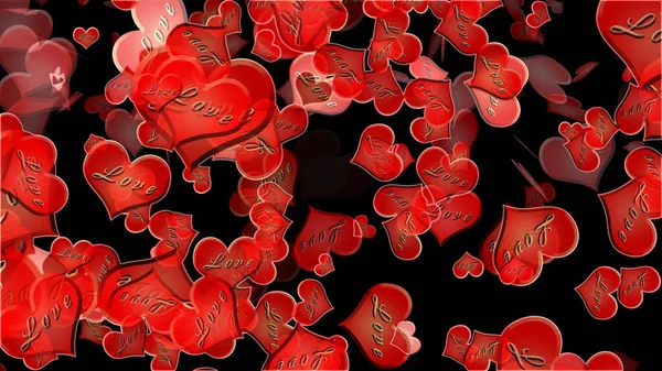 Amante Corazones Movimiento Concepto Amor Pasional Corazones Rojos Cayendo Sobre Imagen De Stock