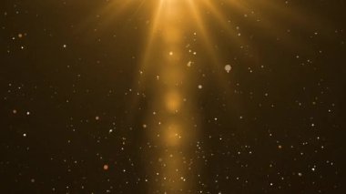 Parlayan Yıldızlar, Parlayan Toz ve Bokeh 'li Altın Parçacıkların Soyut Arkaplanı. Fütürist Parıldayan Sinek Hareketi ve Titrek Döngü Efekti Kara Arkaplanda, Ödüller ve Kutlamalar İçin İdeal.