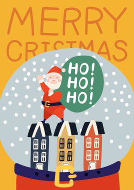 Noel Baba 'nın şirin Noel kartı vektörü