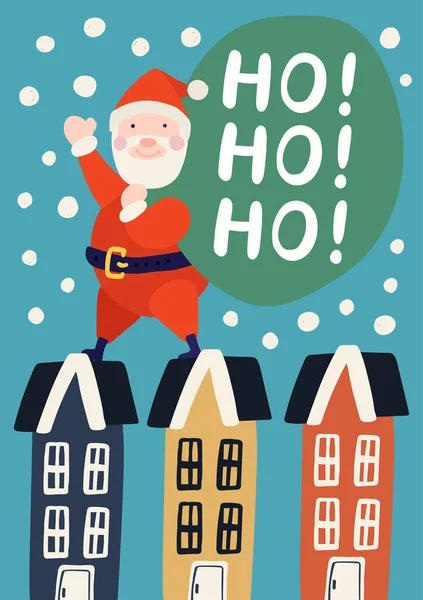 Santa Cute Christmas Card Vector — Stock Vector