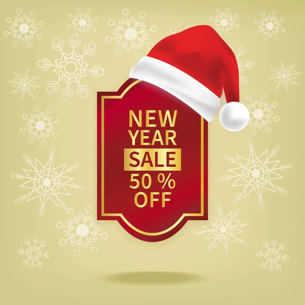 Venda Natal Preço Vermelho Tag Modelo Fita Ouro —  Vetores de Stock