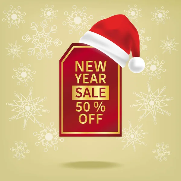 Venda Natal Preço Vermelho Tag Modelo Fita Ouro —  Vetores de Stock