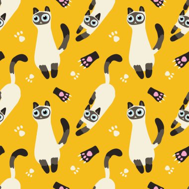 Handraw şirin kedi vektör kümesi  