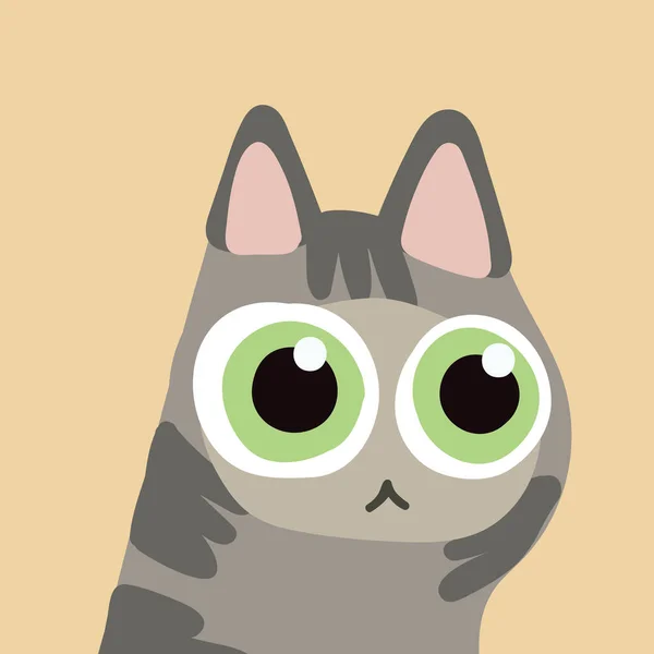 Handraw Cute Cat Head Set — Stock Vector