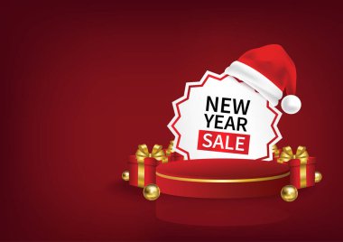 Yeni yıl indirimli ürün gösterim afişi tasarımı