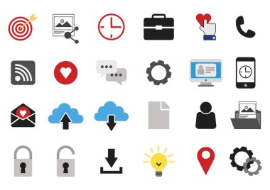 Sosyal ortam simgesi düz ögeler vektörü