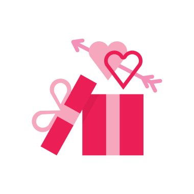Sevgililer günü pembe hediye kutusu simgesini ayır