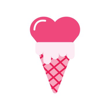 Sevgililer günü pembe dondurma ikonunu ayır