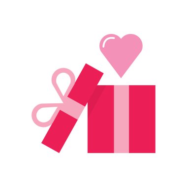 Sevgililer günü pembe hediye kutusu simgesini ayır