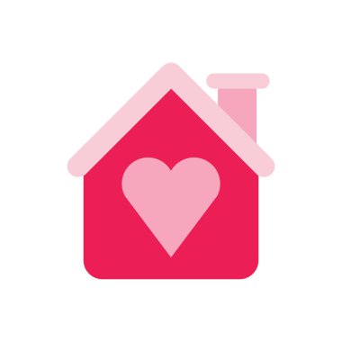 Sevgililer Günü pembe ev ikonunu ayır