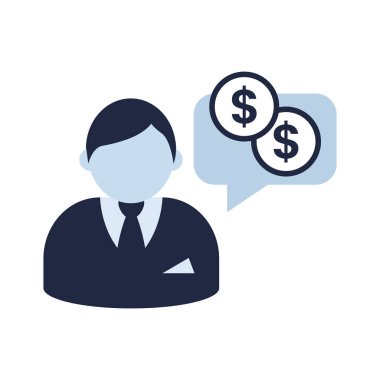 blue and white isolate business financail flat icon elements vector 