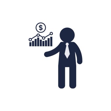 isolate man with stock chart icon vector