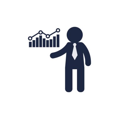 isolate man with stock chart icon vector