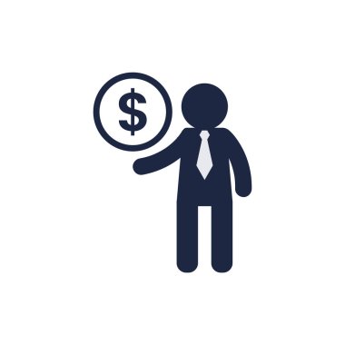 isolate man with dollar coin flat icon vector