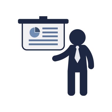 isolate man with presentation flat icon vector