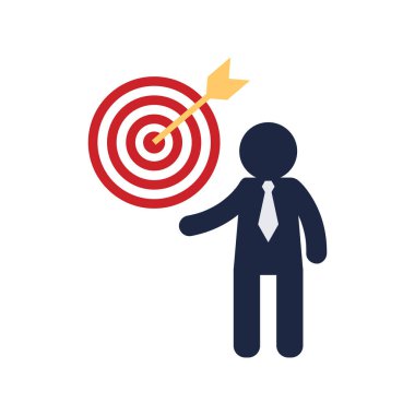 blue and white business mission presentation man with mission flat icon symbol vector