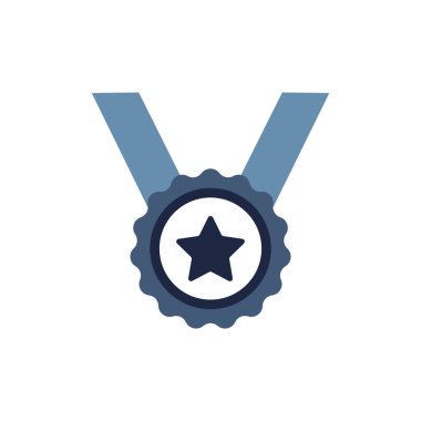 isolate blue and white medal flat icon symbol vector
