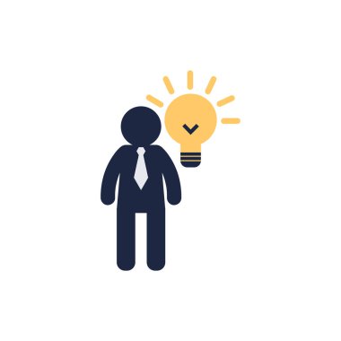 isolate man with light bulb idea icon symbol vector