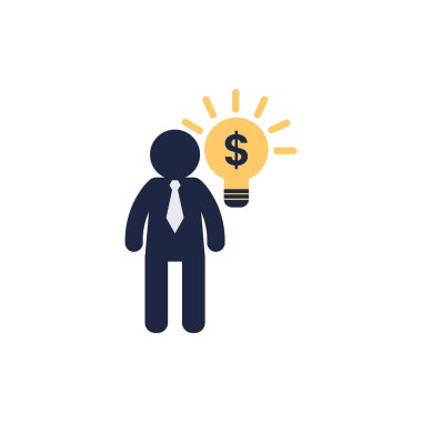 isolate man with light bulb idea icon symbol vector