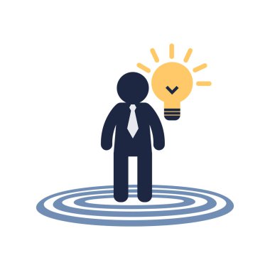 isolate man with light bulb idea icon symbol vector