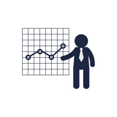 isolate blue and white stock chart flat icon vector